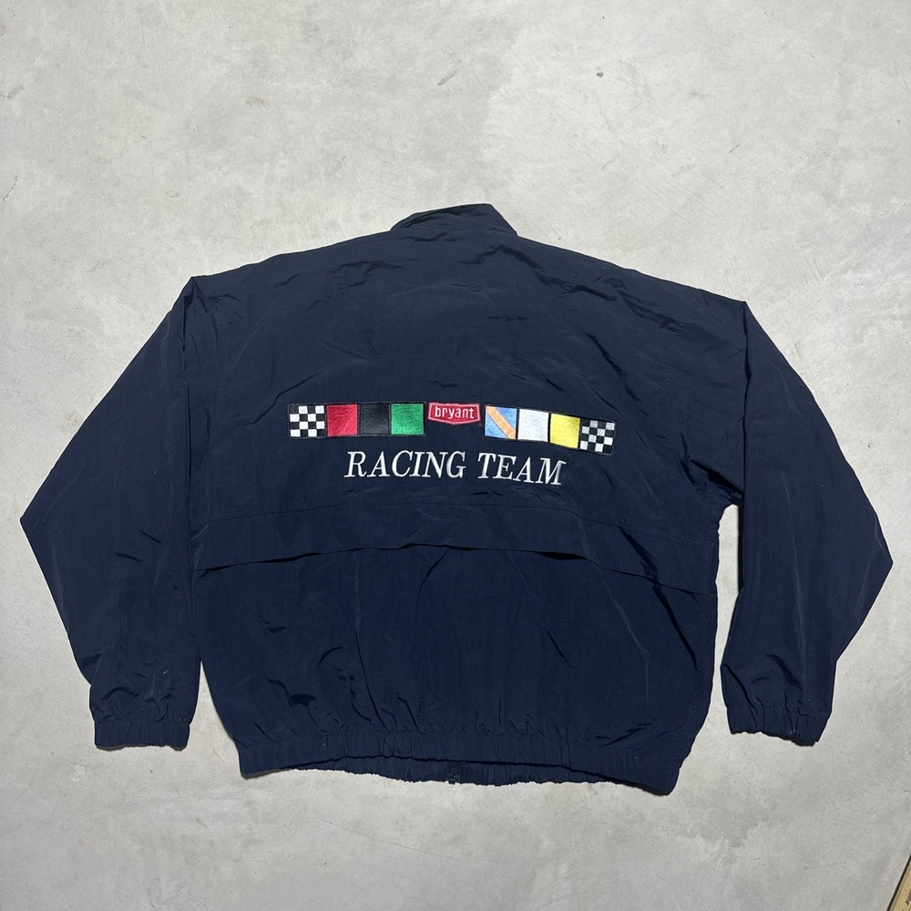 Vintage 1990s Bryant Racing Nylon Windbreaker Jacket Men XL Embroidered Vantage